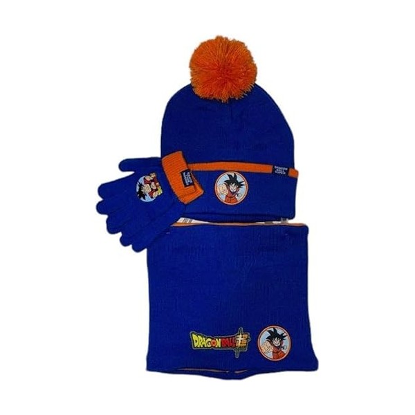 Ensemble Bonnet Gants cache cou DBZ snood ou tour de cou double a linterieur Ensemble bonnet + gants + snood Dragon Ball 