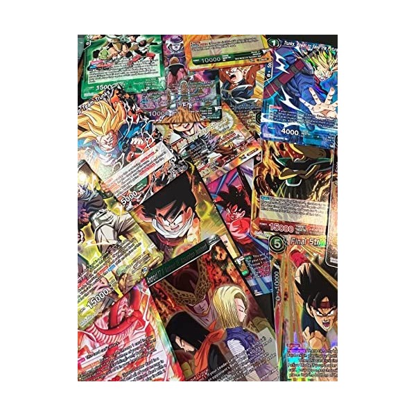 Lot de 50 cartes Dragonball avec 3 carte Holo - Dragon Ball Card Game - Anglais + Heartforcards®