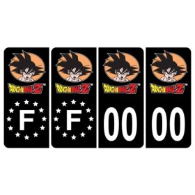 HADEXIA Pack 2 Paires Autocollant Stickers Plaque dimmatriculation Premium Dragon Ball Z Noir - Numéro Personnalisé