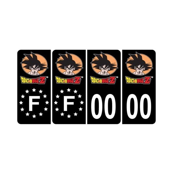 HADEXIA Pack 2 Paires Autocollant Stickers Plaque dimmatriculation Premium Dragon Ball Z Noir - Numéro Personnalisé