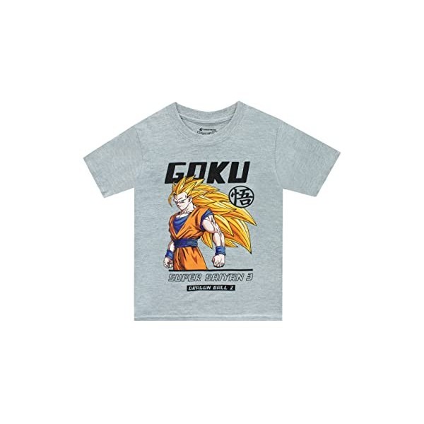 Dragon Ball Z T-Shirt Goku Manches Courtes Garçons Gris 11-12 Ans