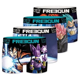 FREEGUN Boxer Homme Vegeta, Sangoku, Beerus, Calecon Homme, Dragon Ball Super, Léger et Doux Lot de 4 , Multicolore, Taille 