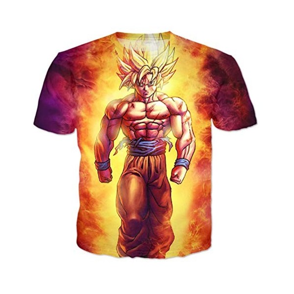 WANHONGYUE Anime Dragon Ball Z Goku 3D Imprimé T-Shirt Cosplay Vêtements Manche Courte Eté Pull Tee Top Shirts 10 L