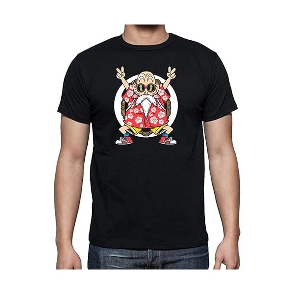 TusPersonalizables T-Shirt Homme - Maître Roshi - Dragon Ball Goku Vegeta Boules de Dragon Super Saiyan, Noir , XXL