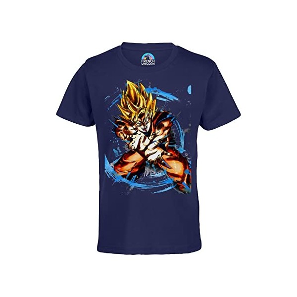 French Unicorn T-Shirt Enfant Mixte Goku Super Saiyan Kameha Dragon Ball DBZ Manga