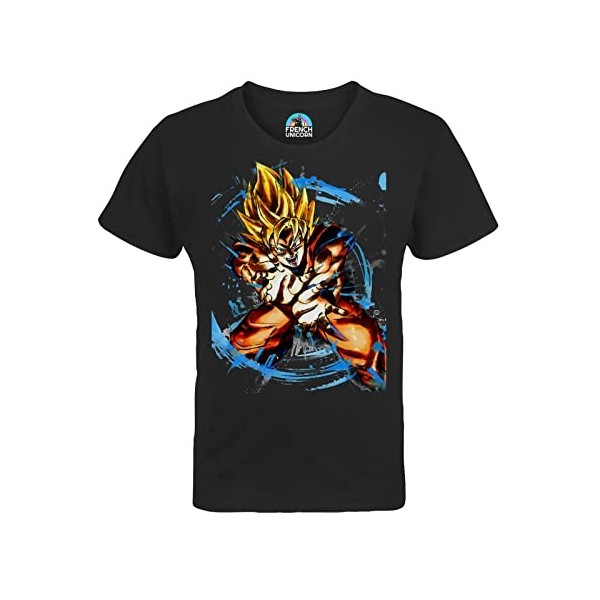 French Unicorn T-Shirt Enfant Mixte Goku Super Saiyan Kameha Dragon Ball DBZ Manga