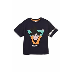 Dragon Ball Z T-Shirt Garçon, T-Shirt Coton Doux Motif Goku, T-Shirt Manches Courtes Enfant et Ado, Taille 6 Ans, Bleu