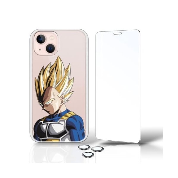 PERSONALAIZER Coque pour iPhone 15 + Verre Trempé + Protecteurs dObjectif de Appareil Photo Coque Mobile iPhone 15 Design Or