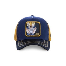 Collabs Casquette Homme & Femme Dragon Ball Z, Casquette Trucker, Majin Vegeta, Coupe décontractée et Original, Bleu, Noir, J