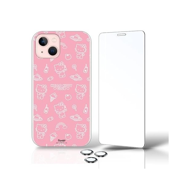 PERSONALAIZER Coque pour iPhone 14 + verre trempé + protecteurs dobjectif dappareil photo Coque mobile iPhone 14 Design ori