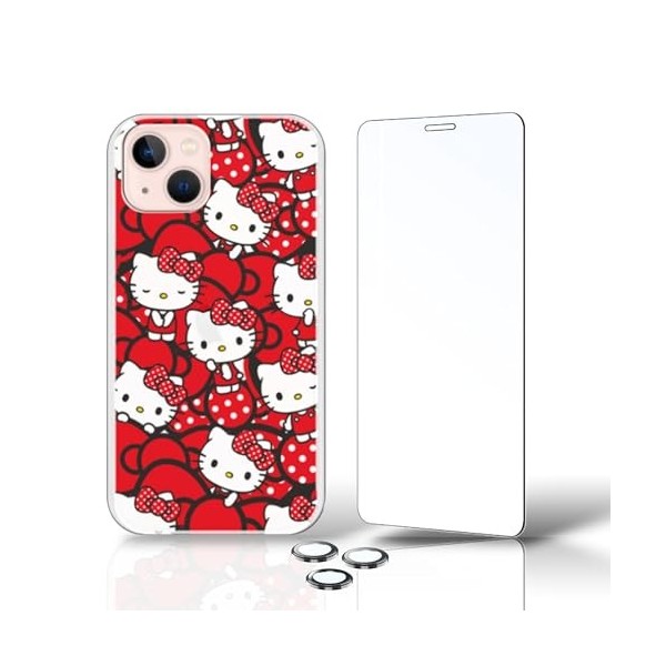 PERSONALAIZER Coque pour iPhone 14 + verre trempé + protecteurs dobjectif dappareil photo Coque mobile iPhone 14 Design ori