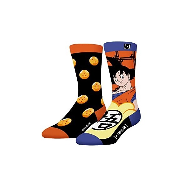 Chaussette Homme Dragon Ball Z Coton, 1 Paire de Chaussettes Fantaisie Homme Sangoku, Haute et Originale, Orange, Noir, Bleu,