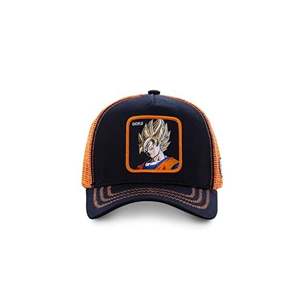 Casquette Homme & Femme Dragon Ball Z, Casquette Trucker, Sangoku, sans Déformation et Multi-Sport, Noir, Orange, Jaune, Tail