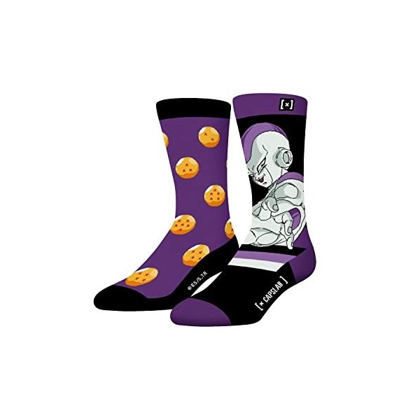 Chaussette Homme Dragon Ball Z Coton, 1 Paire de Chaussettes Fantaisie Homme Freezer, Haute et Originale, Violet, Orange, Bla