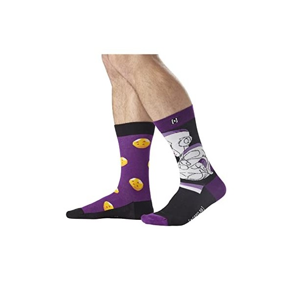 Chaussette Homme Dragon Ball Z Coton, 1 Paire de Chaussettes Fantaisie Homme Freezer, Haute et Originale, Violet, Orange, Bla