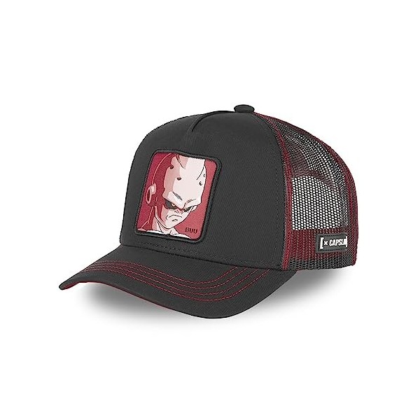 [ X ] CAPSLAB Casquette Homme & Femme Dragon Ball Z, Casquette Trucker Buu, Original Anime, Noir, Rouge, Rose, Taille TU