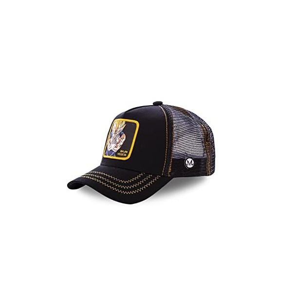 Casquette Homme & Femme Dragon Ball Z, Casquette Trucker, Majin Vegeta, Original et Multi-Sport, Noir, Jaune, Bleu, Taille TU