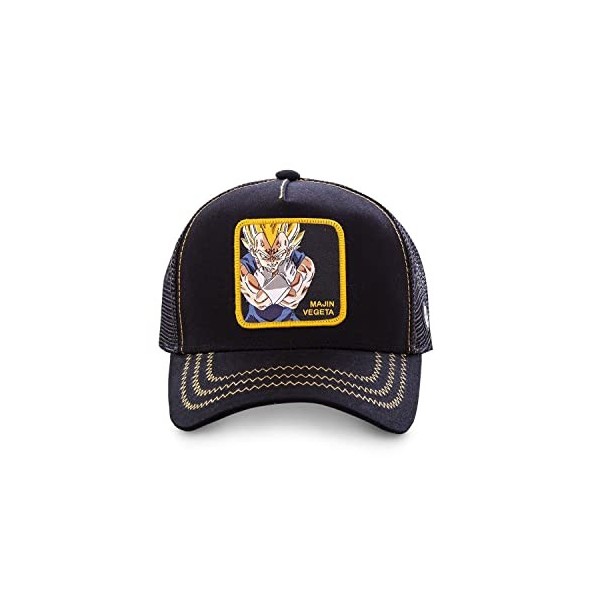 Casquette Homme & Femme Dragon Ball Z, Casquette Trucker, Majin Vegeta, Original et Multi-Sport, Noir, Jaune, Bleu, Taille TU