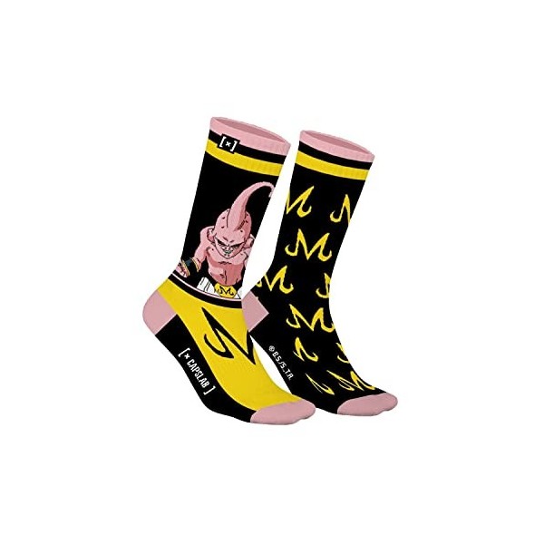 Chaussette Homme Dragon Ball Z Coton, 1 Paire de Chaussettes Fantaisie Homme Buu, Respirante et Originale, Rose, Noir, Jaune,