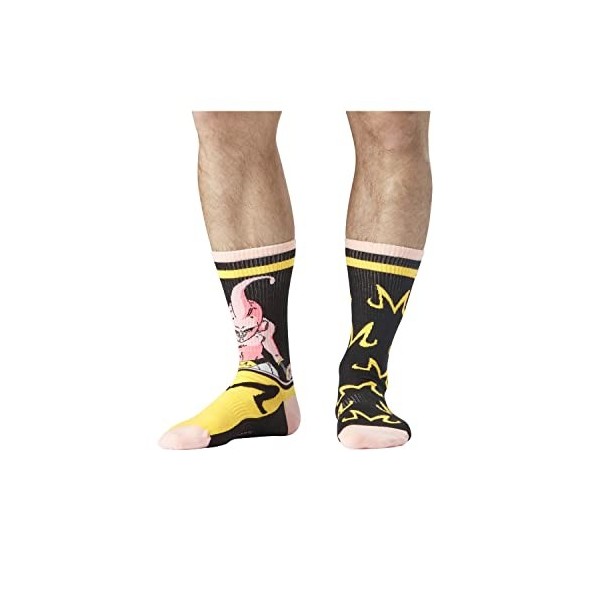 Chaussette Homme Dragon Ball Z Coton, 1 Paire de Chaussettes Fantaisie Homme Buu, Respirante et Originale, Rose, Noir, Jaune,