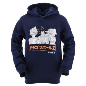 Dragon Ball Z Sweat à Capuche Garçon, Pull Design Super Saiyan et Goku, Sweat Shirt Textile Bleu, Sweat à Capuche Cadeau pour