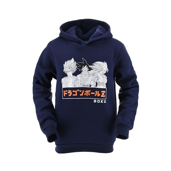Dragon Ball Z Sweat à Capuche Garçon, Pull Design Super Saiyan et Goku, Sweat Shirt Textile Bleu, Sweat à Capuche Cadeau pour