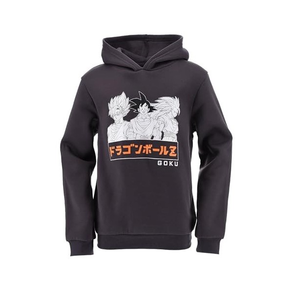 Dragon Ball Z Sweat à Capuche Garçon, Pull Design Super Saiyan et Goku, Sweat Shirt Textile Gris, Sweat à Capuche Cadeau pour