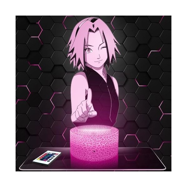 Lampe de chevet, Veilleuse Tactile Manga - Son Goku Combat Lampe 3D LED illusion, Idée cadeau Noël anniversaire garçon et fil