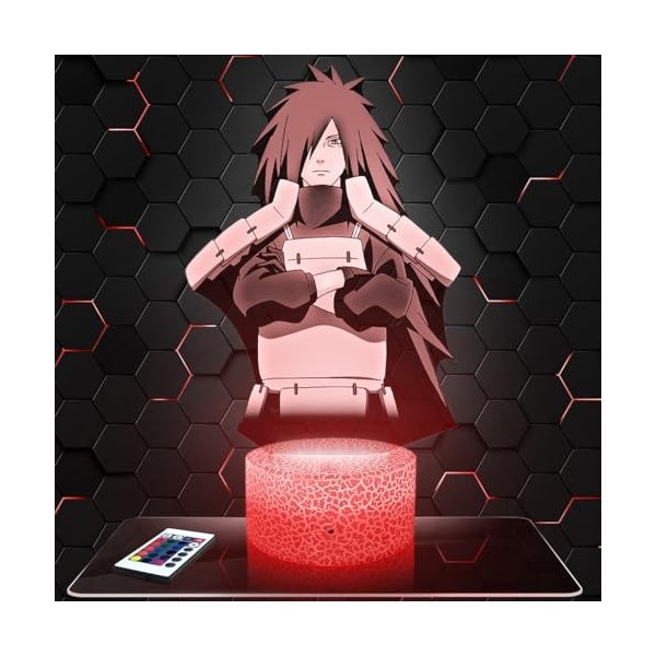 Lampe de chevet, Veilleuse Tactile Manga - Son Goku Combat Lampe 3D LED illusion, Idée cadeau Noël anniversaire garçon et fil