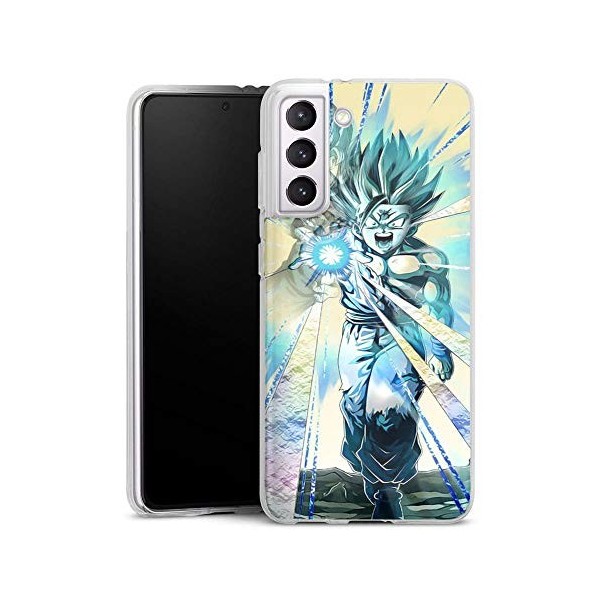 Coque Silicone Compatible Samsung Galaxy S21 FE Dragon Ball z Gohan Goku Kamehameha | Manga | Silicone