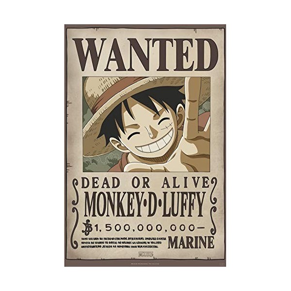 ABYSTYLE - One Piece - Poster - Wanted Luffy New 2 91,5 x 61 cm 