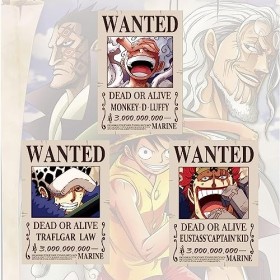 FISH DRAGATE Lot de 12 posters Anime One Piece 7,8 x 11,2 pouces New Bounty Wanted Edition Chapeau de paille Pirates Nika Fif