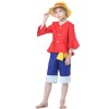 Ladhow Déguisement Luffy One Piece Enfant, Monkey Luffy Costume for Kids Luffy Deguisement Enfant Anime One Piece Luffy Cospl