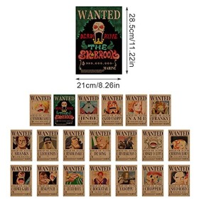 CBOSNF 20 Feuilles One Piece Wanted Poster Anime Poster Vintage Affiche Luffy Poster Anime décoration dintérieur Décoration 