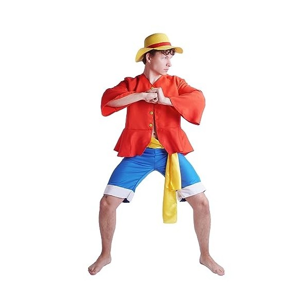 Costume Cosplay Monkey D. Luffy après 2 Ans de séparation | avec Chemise, Pantalon et Chapeau | Taille: XXL