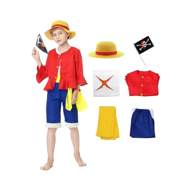 Churgigi Deguisement One Piece Luffy Enfant Costume Luffy Déguisement Luffy Enfant Deguisement Luffy Carnaval Noël Cosplay av