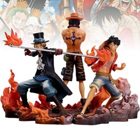 TAIPPAN One Piece Anime Figurine, Luffy Ace Sabo Statue Figure Anime Statue Poupée Sculpture Jouet Réaliste Modèle De Personn