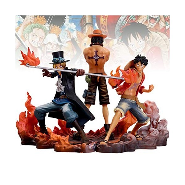 TAIPPAN One Piece Anime Figurine, Luffy Ace Sabo Statue Figure Anime Statue Poupée Sculpture Jouet Réaliste Modèle De Personn