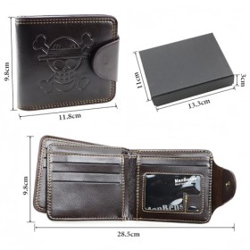 Tyzourib Porte Monnaie en Cuir Portefeuille Anime One Piece avec Porte Clé Luffy et Anneau de Crâne Straw Hat Luffy Cosplay P