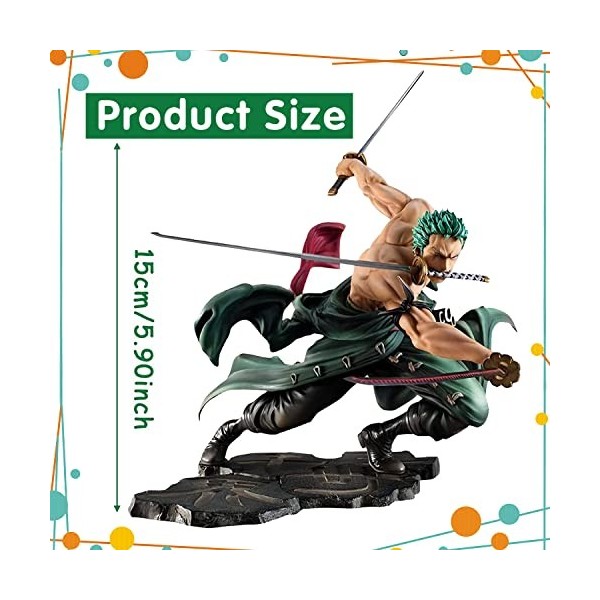 YISKY One Piece Roronoa Zoro, Trois épées Style PVC Modèle, Anime Figure Décoration Ornements pour Fans d’Anime,Cadeaux pour 