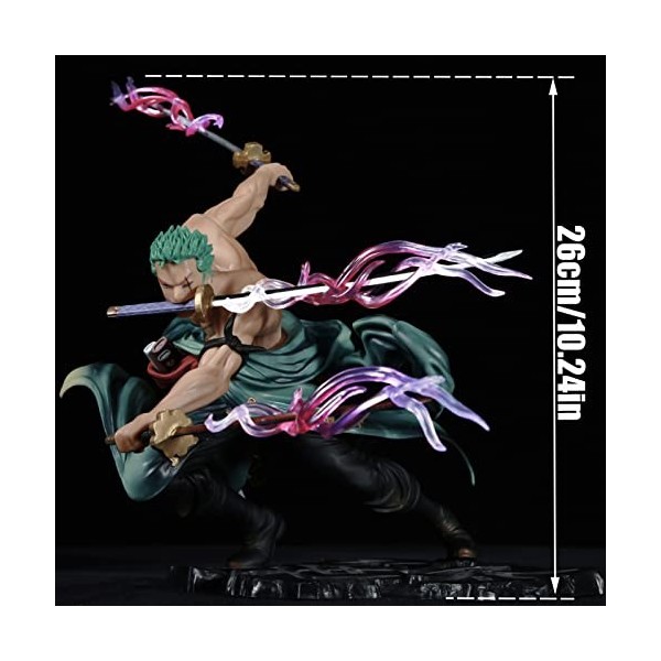 LEOSXA Anime One Piece Figurine,20cm Roronoa Zoro Figure,Trois Couteaux Thousand World Roronoa Zoro Figurines de Collection d