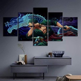 ZHRMGHG Sport sur Toile Peintur Anime One Piece Zoro 5 Panneau Mural Art Image Home Decor pour Salon Photo sur Toile Poster d