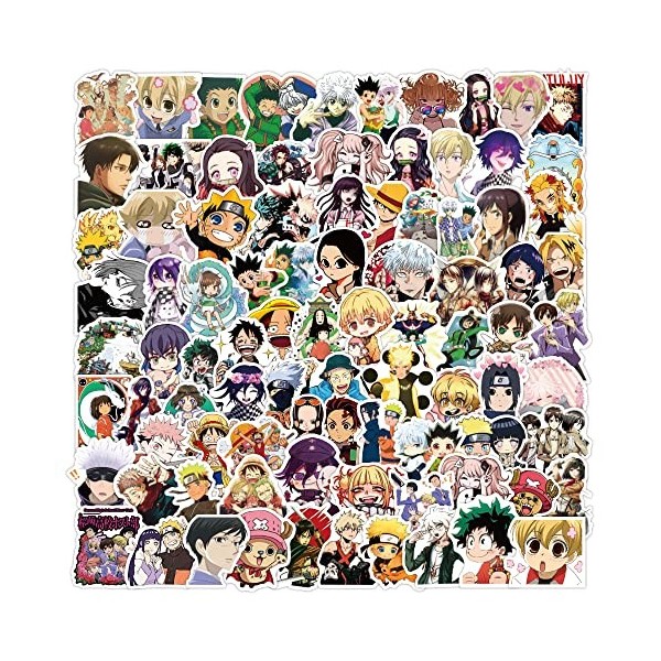 Anime Stickers Mixed Pack 100Pcs, Trendy Divers Manga Autocollants Vinyle Stickers pour Bouteilles Deau Livre MacBook Laptop