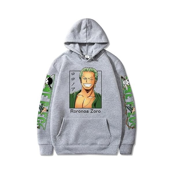 Anime One Piece Roronoa Zoro Imprimé Sweat À Capuche pour Homme Harajuku Streetwear Sweat Mode Décontracté Pull À Capuche Cos