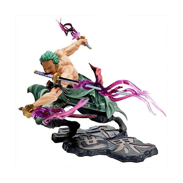 Ghzste Roronoa Zoro Figurine Anime One Piece, Trois épées Style Anime Figurines Statue Décoration Objet de Collection Personn