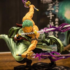 Ghzste Roronoa Zoro Figurine Anime One Piece, Trois épées Style Anime Figurines Statue Décoration Objet de Collection Personn