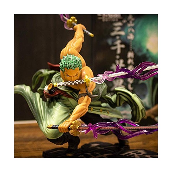 Ghzste Roronoa Zoro Figurine Anime One Piece, Trois épées Style Anime Figurines Statue Décoration Objet de Collection Personn