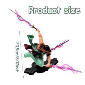 LGQHCE Figurine One Piece 18cm Roronoa Zoro Figure Trois Couteaux Thousand World Anime Figurine Roronoa Zoro PVC Modèle Décor