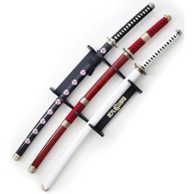 Pack 3 Sabres One Piece Katana en Bois Lame en Bois Epee Zoro Sabre + Presentoir en Bois/Repliksword