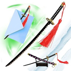Swords and more One Piece Zoro Shusui Samurai Katana Épée Ouvre-lettres Version avec vaine et support en acier inoxydable Min